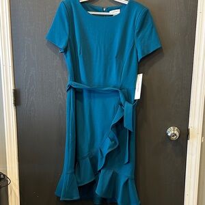 Calvin Klein Teal High Low Dress